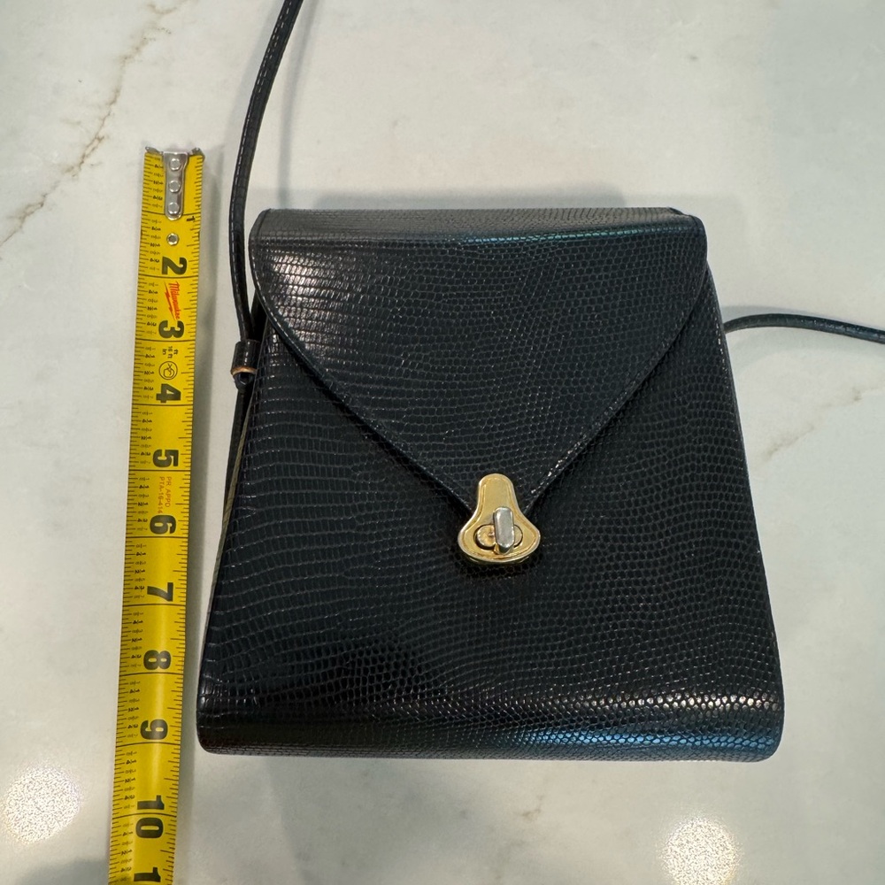 Vintage Faux Snakeskin Black Crossbody Bag